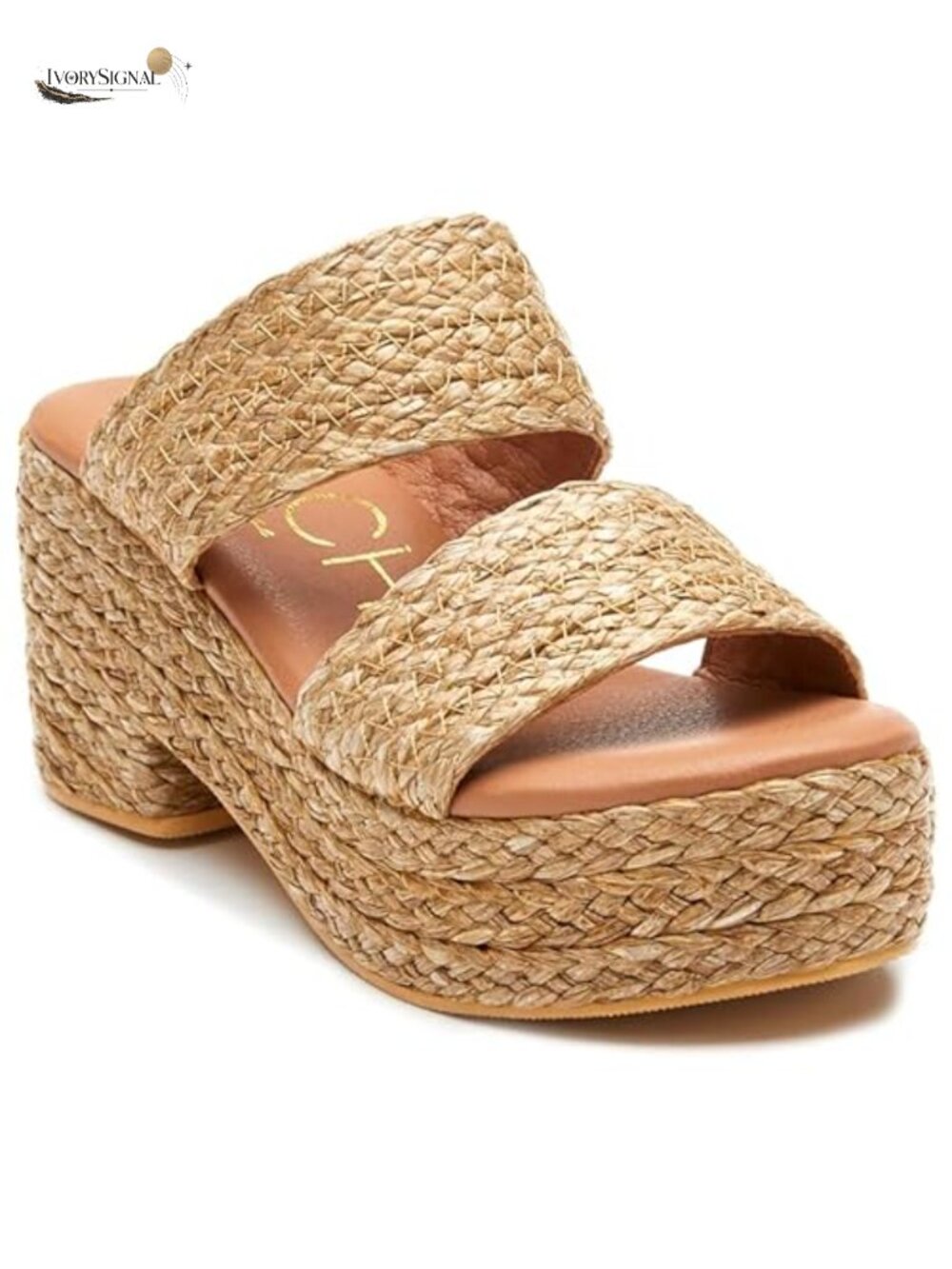 Woven Raffia Platform Wedge Sandals Block Heel Slip On Casual Summer
